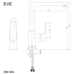 MEREO Dřezová stojánková baterie, Eve, s plochým ramínkem nad pákou, výška 273 mm, chrom (CBV201)
