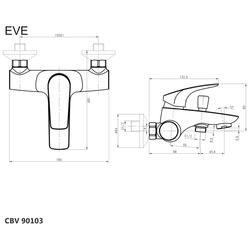 MEREO Vanová nástěnná baterie, Eve, bez příslušenství, 150 mm, chrom (CBV90103)