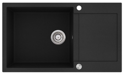 Černý granitový dřez AQUASANITA TESA 860.0E s excentrickým ovládáním