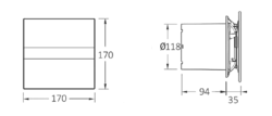 E-120 GTH koupelnový ventilátor axiální s automatem, 6W/11W, potrubí 120mm, bílá