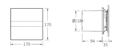 CATA E-120 GBT koupelnový ventilátor axiální s časovačem, 15W, potrubí 120mm, černá (00901502)