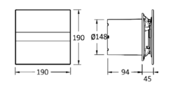 E-150 G koupelnový ventilátor axiální, 21W, potrubí 150mm, bílá