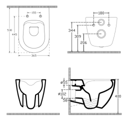 ISVEA INFINITY závěsná WC mísa, Rimless, 36,5x53cm, zelená petrol (10NF02004-2P)