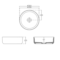 ISVEA INFINITY ROUND keramické umyvadlo na desku, průměr 36cm, bílá mat (10NF65036-2L)