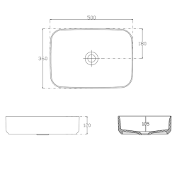 ISVEA INFINITY RECTANGLE keramické umyvadlo na desku, 50x36cm, bílá mat (10NF65050-2L)