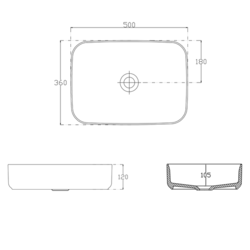 ISVEA INFINITY RECTANGLE keramické umyvadlo na desku, 50x36cm, černá mat (10NF65050-2N)