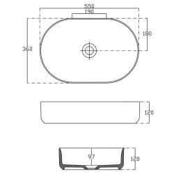 ISVEA INFINITY OVAL keramické umyvadlo na desku, 55x36cm, antracit (10NF65055-2C)