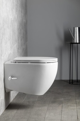 ISVEA INFINITY CLEANWASH závěsná WC mísa Rimless, integrovaná baterie a bidet. sprška, 36,5x53cm, bílá (10NFS1005I)