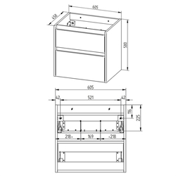 MEREO Opto, koupelnová skříňka s keramickým umyvadlem, dub, 2 zásuvky, 610x580x458 mm (CN920)