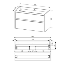 MEREO Opto, koupelnová skříňka s keramickým umyvadlem, dub, 2 zásuvky, 1010x580x458 mm (CN922)