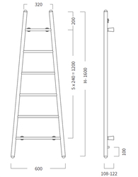 Elektrický sušák ESCADA 1, Barva radiátoru - Černá matná, Rozměr radiátoru - 600 x 1600 mm, výkon 160 W