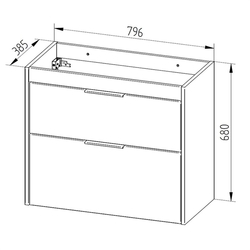 MEREO Vigo, koupelnová skříňka s keramickým umyvadlem 80 cm, dub Riviera (CN322)