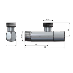 ARCO rohový ventil A-80 1/2'x3/8', anticalc, černá