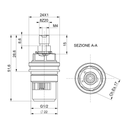 SAPHO Uzavírací keramický vršek 1/2", studená (35Z00052)