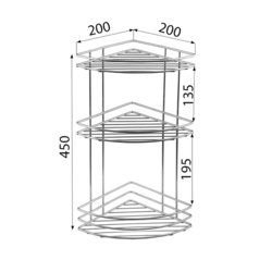 CHROM LINE drátěná police rohová trojitá, chrom