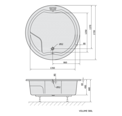 POLYSAN ROYAL ROUND kulatá vana s konstrukcí 172x172x49cm, bílá (73211)