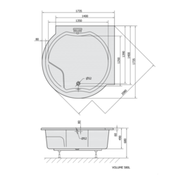 POLYSAN ROYAL CORNER kulatá vana s konstrukcí 173x173x49cm, bílá (74211)