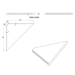 SAPHO ABELINE rohová police rockstone 200x200mm, black attica (AE200-0598)