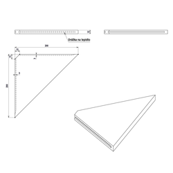 SAPHO ABELINE rohová police rockstone 200x200mm, concrete (AE200-4033)