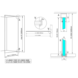 POLYSAN ARCHITEX LINE sada pro uchycení skla, podlaha-stěna-strop, max. š. 1600mm, černá mat (AXL2816B)