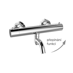 MEREO Termostatická nástěnná sprchová baterie s hadicí, ruční a talířovou hranatou sprchou 255x190mm (CB60104TSJ)