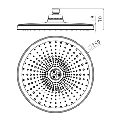 MEREO Talířová sprcha horní ø 250 mm s kloubem, plast (CB585A)