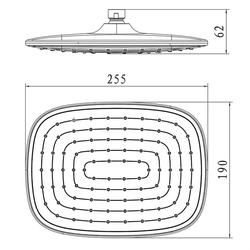 MEREO Talířová sprcha horní 255x190mm s kloubem, pochromovaný plast (CB585D)