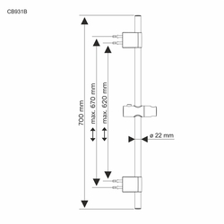 MEREO Držák sprchy posuvný 700 mm (CB931B)