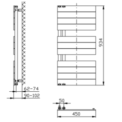 AQUALINE - MILI otopné těleso 450x934mm, černá mat (DC606T)