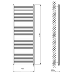 Aqualine TONDI-E elektrické otopné těleso rovné 450x1690 mm, 600W, černá mat (DE446T)