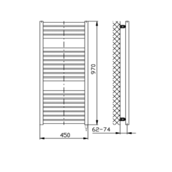 AQUALINE TONDI-E elektrické otopné těleso rovné 450x970 mm, 300W, bílá (DE450T)