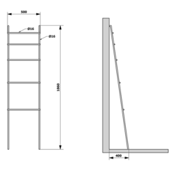 DEBUT sušák ručníků na opření 500x1860x32mm, černá mat