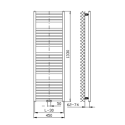 AQUALINE TONDI otopné těleso rovné 450x1330 mm, středové připojení, bílá (DT470T)