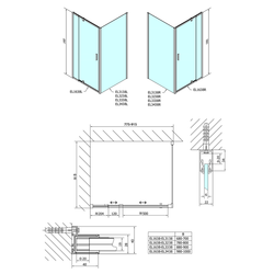 Easy Line obdélník/čtverec sprchový kout pivot dveře 800-900x800mm L/P varianta, brick sklo