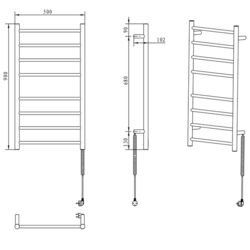 SAPHO REDONDO elektrický sušák ručníků, kulatý, 500x900 mm, 75 W, nerez lesk (ER220V)