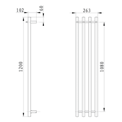 SAPHO PAPINADO elektrický sušák ručníků 263x1200mm, 85W, černá mat (ER350)