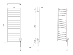 SAPHO ESKINADO elektr. sušák ručníků s časovačem, hranatý, 600x1500 mm, 130 W, černá (ER450BT)