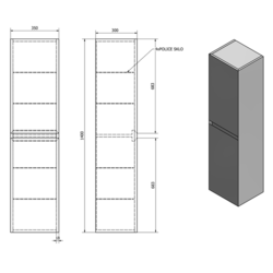 SAPHO FILENA vysoká skříňka 35x140x30cm, černá mat strip (FID3540BS)