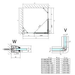 POLYSAN FORTIS LINE obdélníkový sprchový kout 1100x1000 mm, rohový vstup (FL1011LFL1010R)