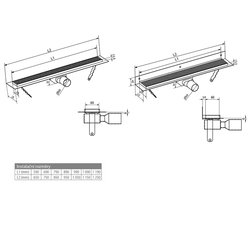 MANUS PIASTRA nerezový sprchový kanálek s roštem pro dlažbu, 750x130x55 mm