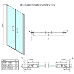 GELCO LORO sprchové dveře dvoukřídlé 1000mm, čiré sklo (GN4310)