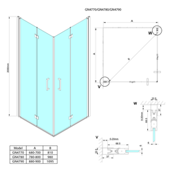 GELCO LORO čtvercový sprchový kout 700x700 mm, rohový vstup (GN4770-01)