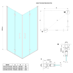 GELCO LORO obdélníkový sprchový kout 800x700mm, rohový vstup (GN4780-02)