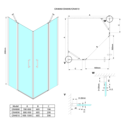 GELCO LORO čtvercový sprchový kout 1000x1000 mm, rohový vstup (GN4810-01)