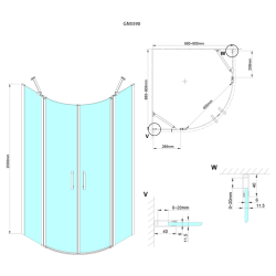 GELCO LORO čtvrtkruhová sprchová zástěna 900x900mm, čiré sklo (GN5590)