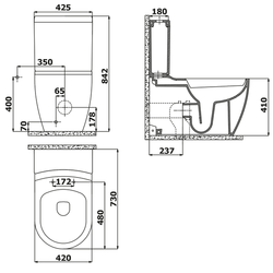 CREAVIT GRANDE WC kombi XL, spodní/zadní odpad, bílá (GR360)