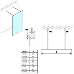 VARIO sprchová zástěna 1300x2000mm, čiré sklo