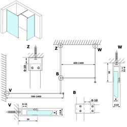 VARIO sprchová zástěna 1300x2000mm, čiré sklo