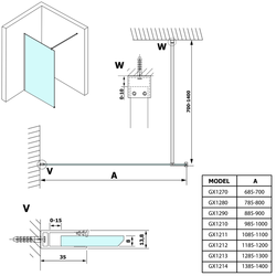 VARIO sprchová zástěna 700x2000mm, čiré sklo