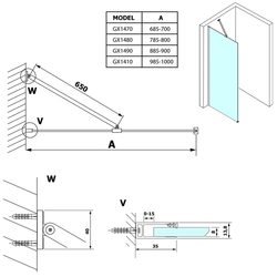 VARIO sprchová zástěna 800x2000mm, matné sklo